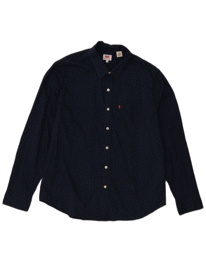 Мужская рубашка Levi's XL, темно-синяя, хлопчатобумажная, классическая