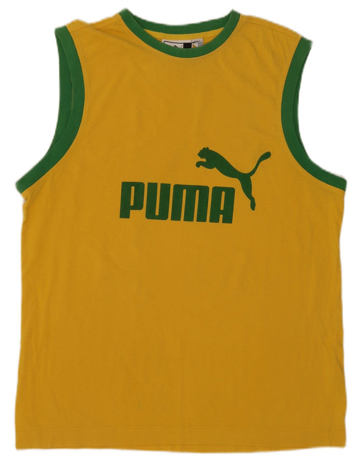 Мужской жилет с рисунком Puma, большой желтый хлопок с цветными блоками