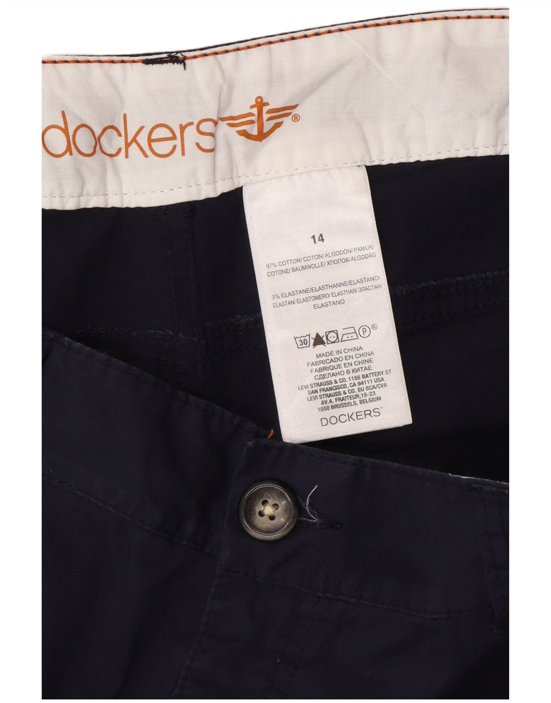 Женские шорты-бермуды DOCKERS США 14 XL W34 Темно-синие, хлопок