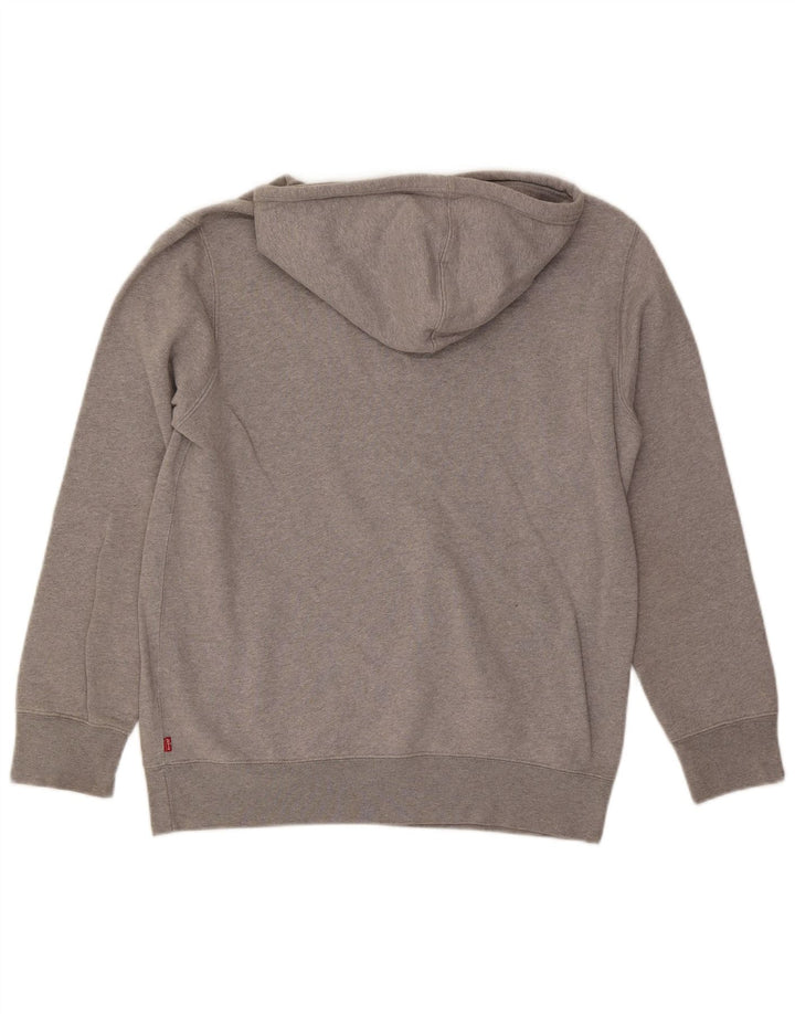 LEVI'S Mens Graphic Hoodie Jumper Large Grey Cotton