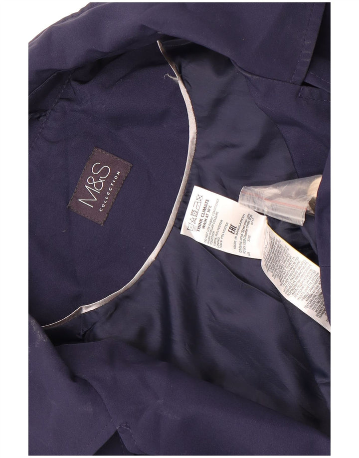 Женский короткий тренч Marks & Spencer UK 22 3XL темно-синий из полиэстера