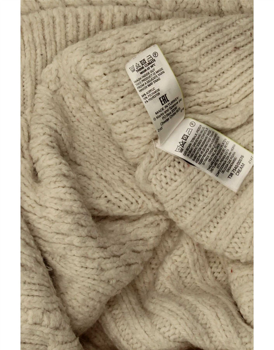 Женский свитер-кардиган оверсайз Marks & Spencer UK 10, маленький, бежевый, акрил