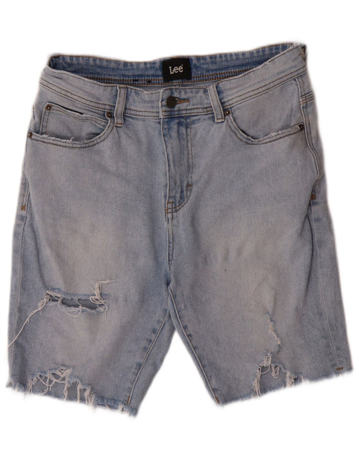 LEE Mens Distressed Denim Shorts W29 Medium  Blue Cotton