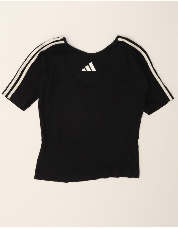 Женская укороченная футболка с рисунком Adidas Top UK 12, средний черный хлопок
