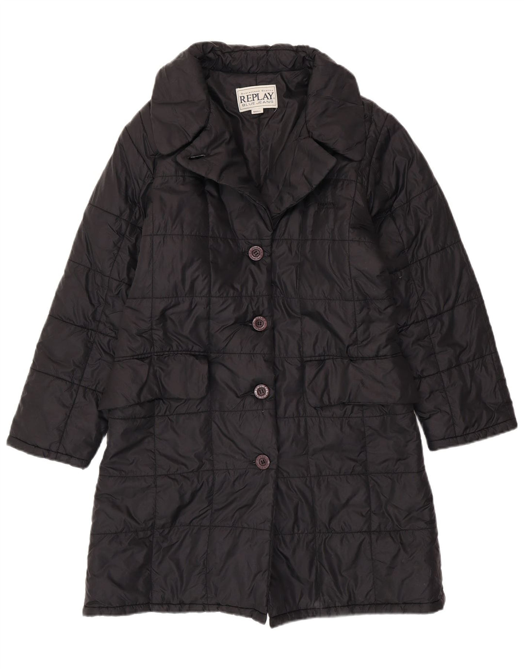 Женское стеганое пальто свободного кроя REPLAY UK 10, маленький черный полиэстер