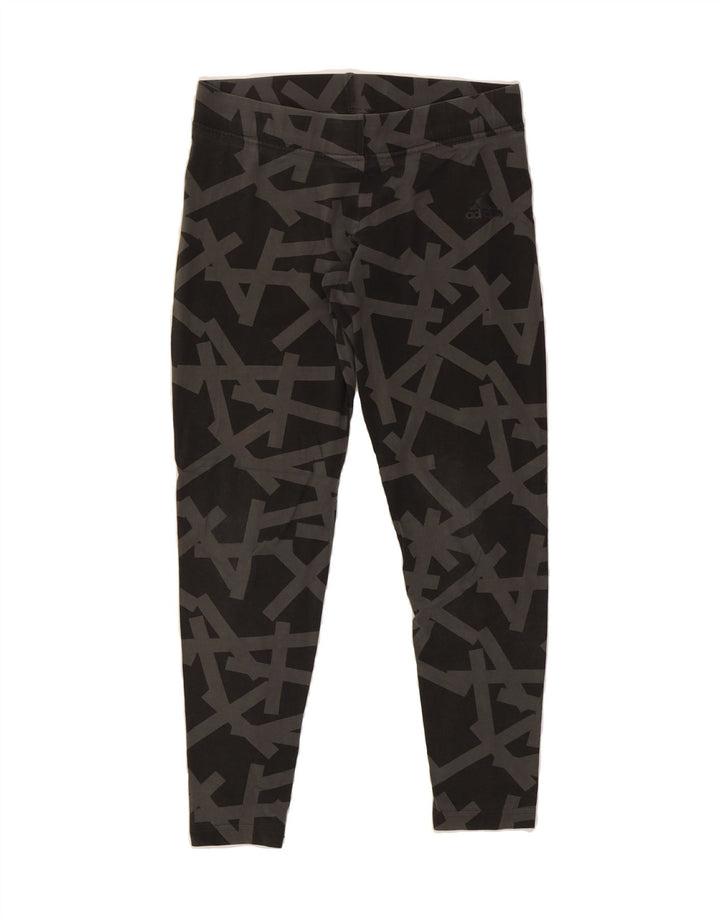 ADIDAS Womens Leggings UK 12 Medium  Black Geometric Vintage Adidas and Second-Hand Adidas from Messina Hembry 
