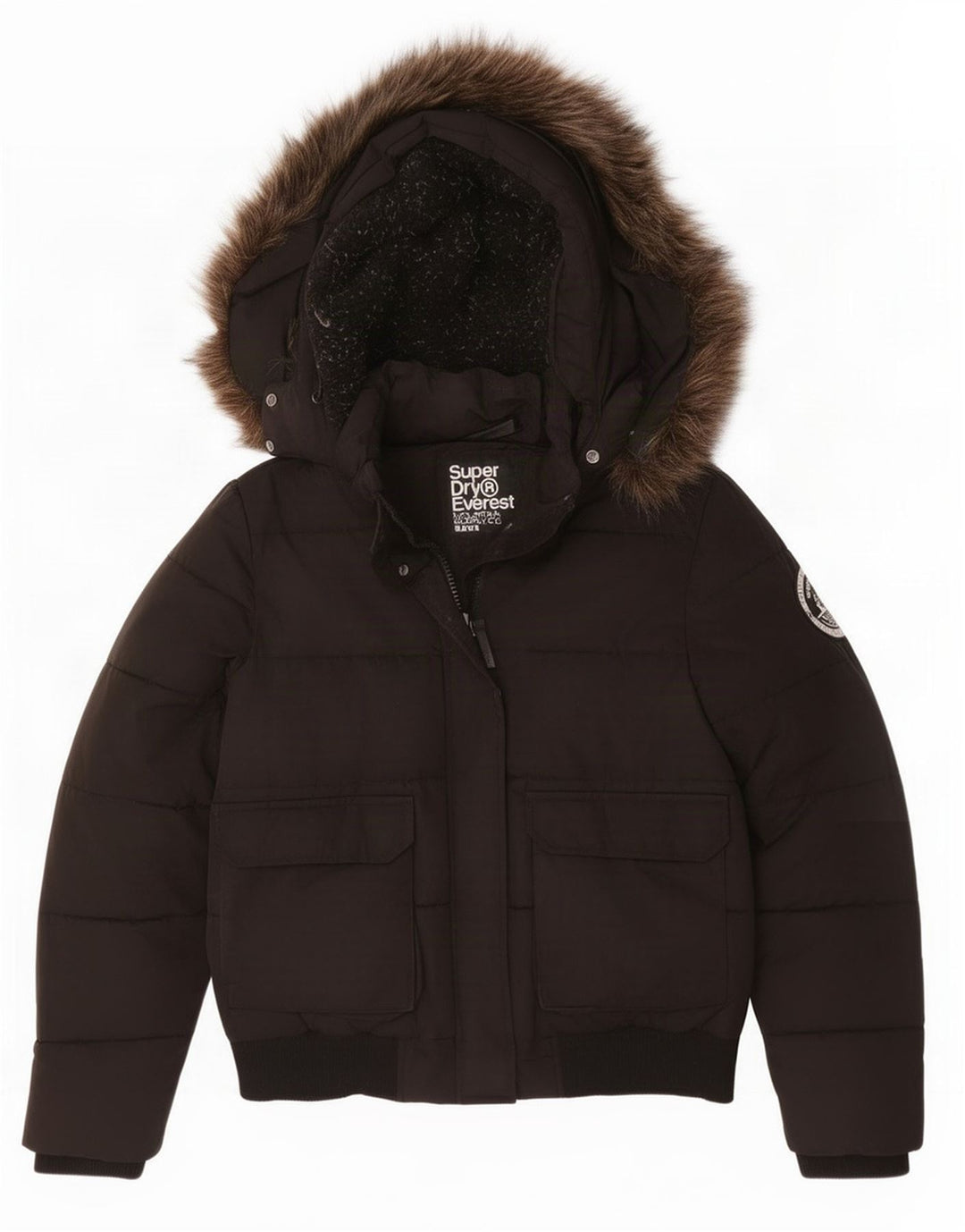 Женская утепленная куртка оверсайз с капюшоном Superdry UK 16, большой черный полиэстер