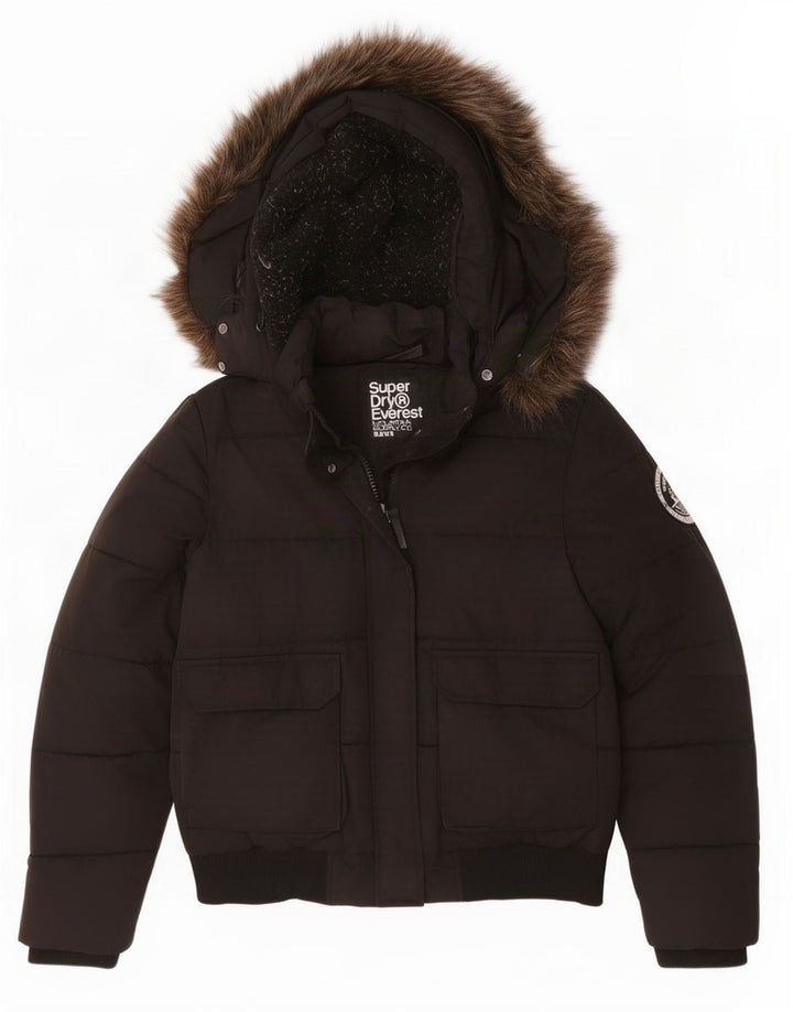 Женская утепленная куртка оверсайз с капюшоном Superdry UK 16, большой черный полиэстер