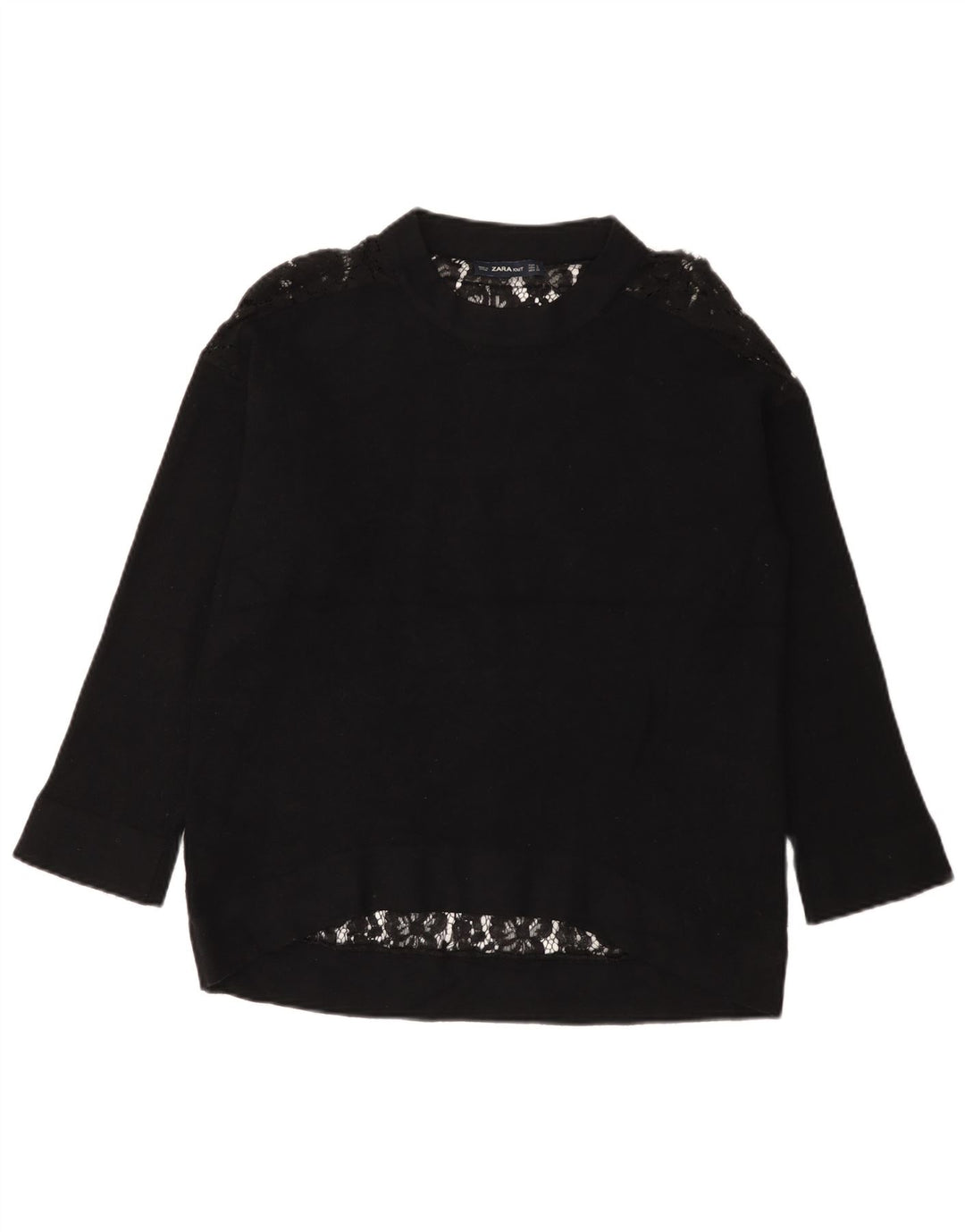 Женская блузка оверсайз с длинным рукавом Zara UK 10, маленький черный цвет