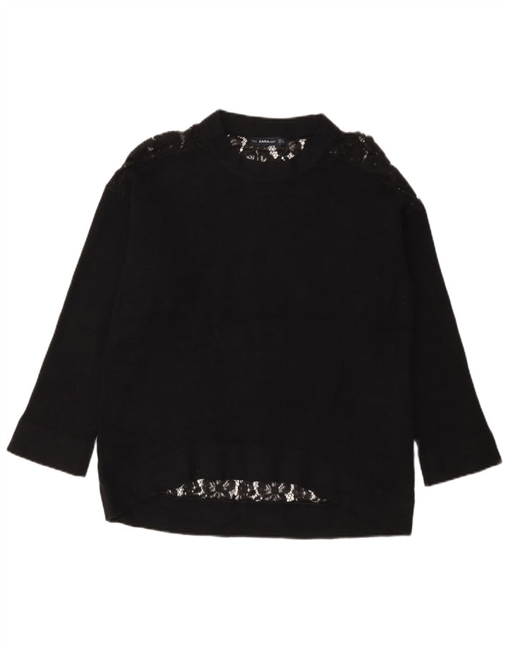 Женская блузка оверсайз с длинным рукавом Zara UK 10, маленький черный цвет