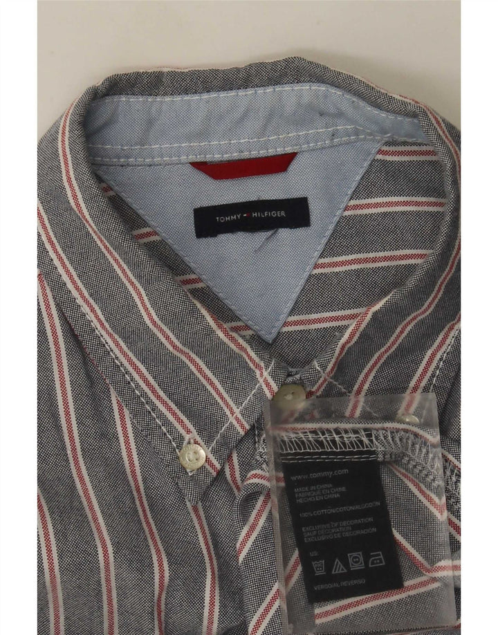 Мужская рубашка Tommy Hilfiger в тонкую полоску среднего серого цвета, хлопок