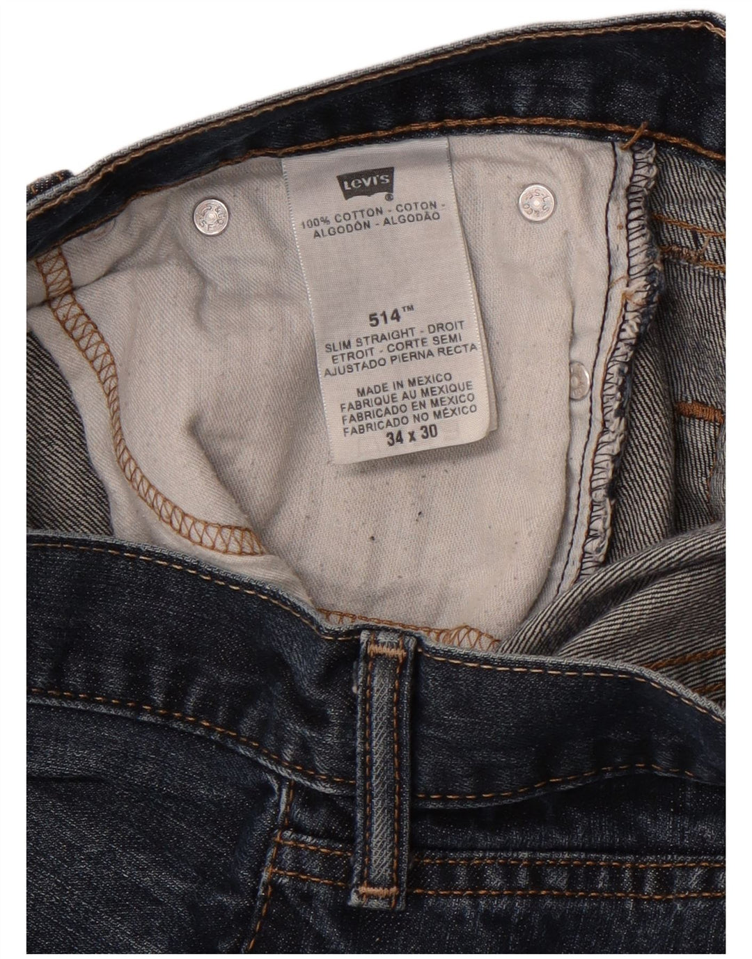 Мужские прямые джинсы Levi's 514 Slim Fit W34 L27, синие, хлопковые, классические