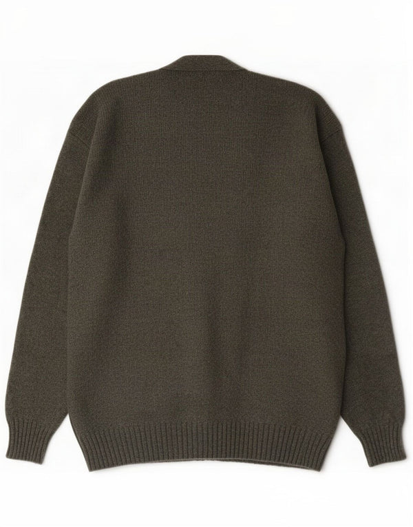 Vintage Mens Cardigan Sweater Large Green Wool