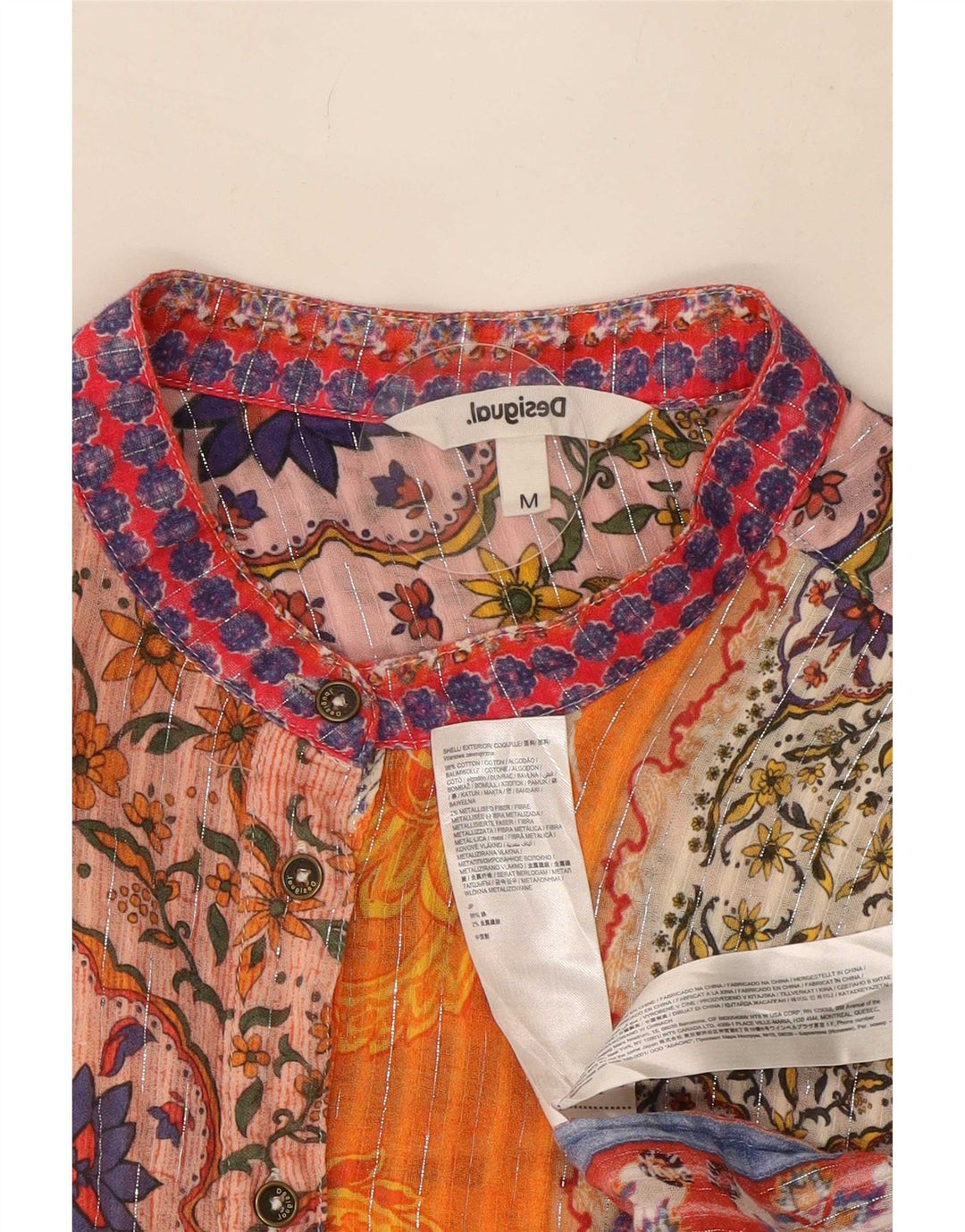 Женская блузка-рубашка Desigual UK 12, средний разноцветный хлопок с пейсли