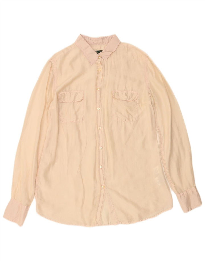 Женская блузка-рубашка FRED PERRY UK 14, большая, бежевая, шелковая