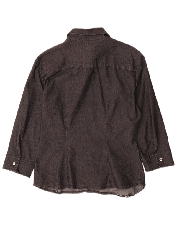 Рубашка женская с рукавом 3/4 BENETTON UK 10, маленькая, серая, хлопок