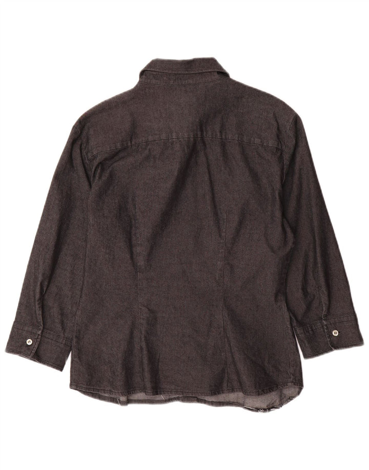 Рубашка женская с рукавом 3/4 BENETTON UK 10, маленькая, серая, хлопок