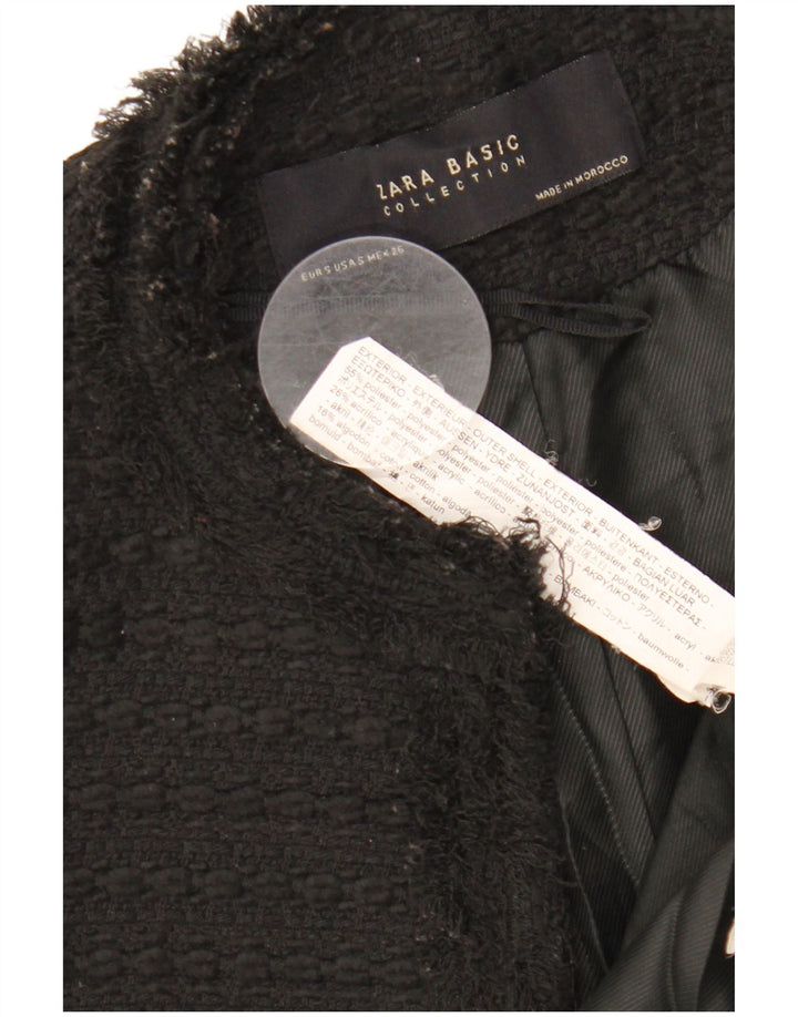 Женский удлиненный открытый пиджак ZARA UK 10, маленький черный полиэстер