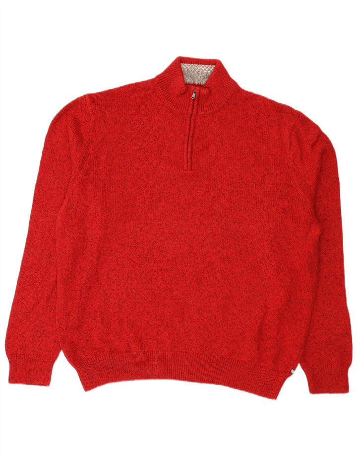 Мужской джемпер с воротником на молнии Chaps, 2XL, красный хлопок с крапинками