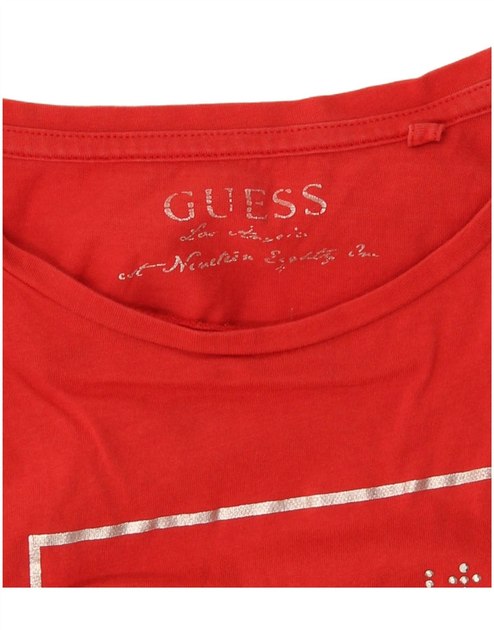 Женская футболка Guess с рисунком Top UK 12, средний красный