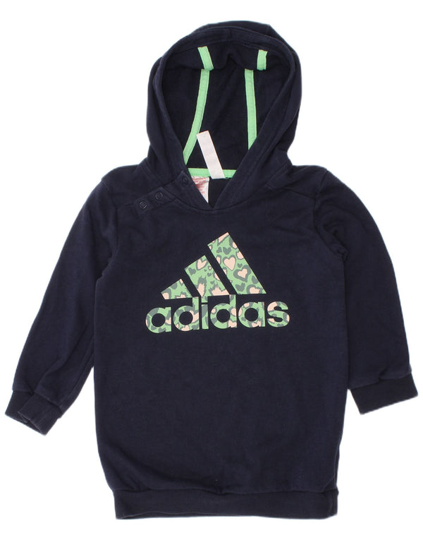 Джемпер с капюшоном Adidas для маленьких девочек 18–24 месяцев, темно-синий, хлопок