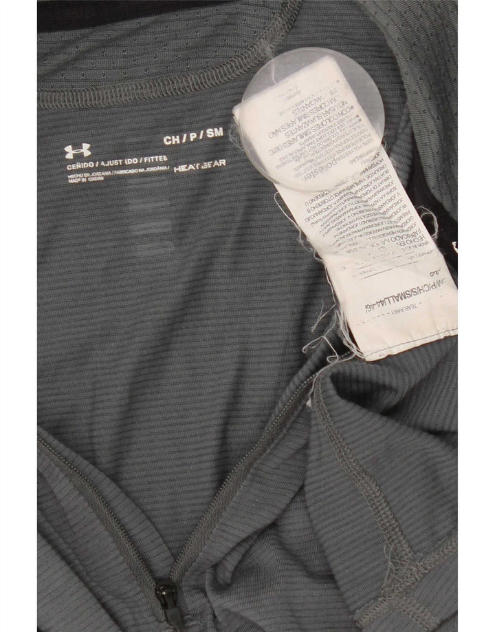 Мужской топ Under Armour Heat Gear с воротником на молнии и длинными рукавами, маленький серый полиэстер