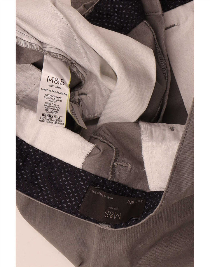 Мужские шорты чинос Marks & Spencer W36, большие серые, хлопок