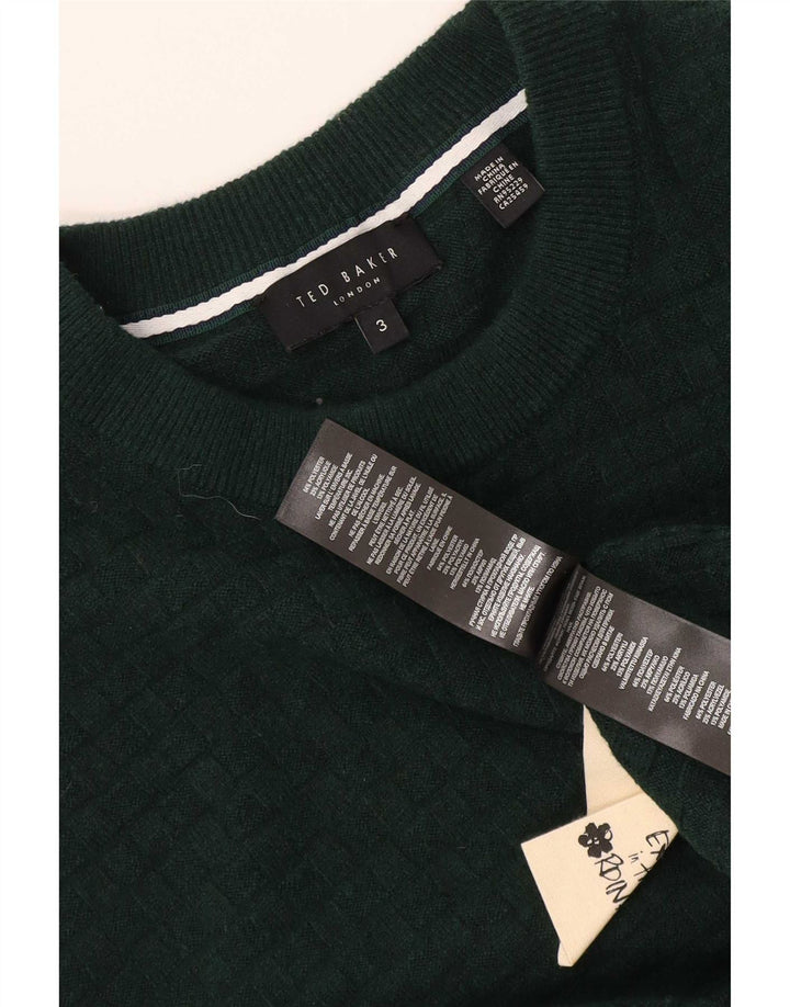Мужской джемпер с круглым вырезом Ted Baker, размер 3, средний зеленый полиэстер