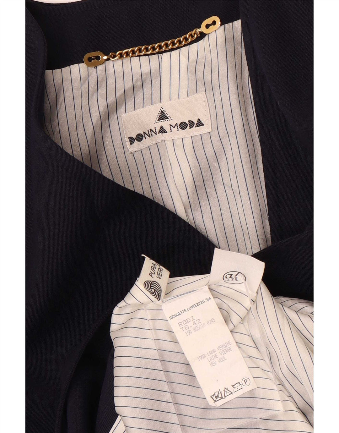 Винтажный женский двубортный пиджак IT 42 Medium Navy Blue