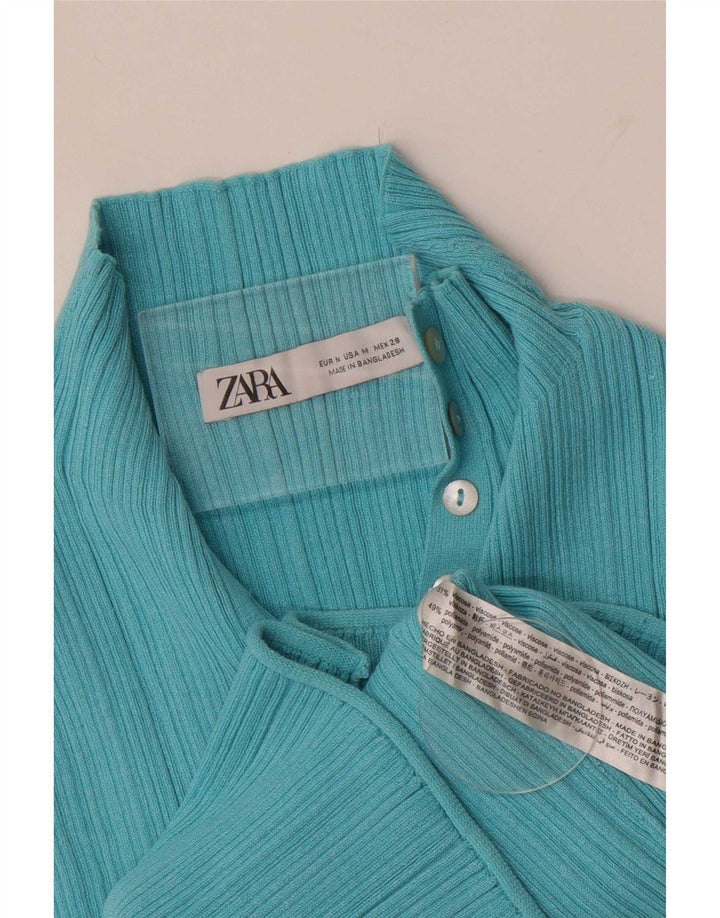Женский укороченный жилет на пуговицах Zara UK 12, средний синий вискоза