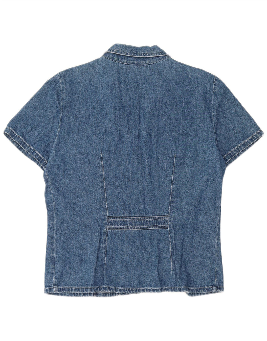 DRESS BARN Женская джинсовая рубашка с коротким рукавом, США 8, средний синий хлопок