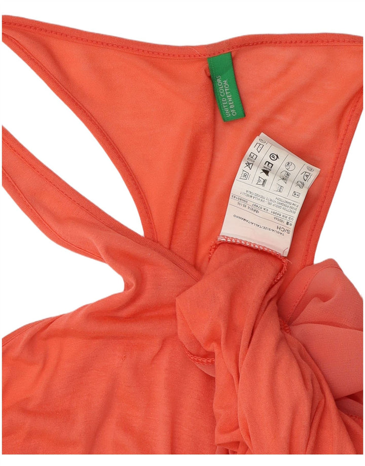 BENETTON Womens See Through Vest Top UK 10 Small Orange Modal