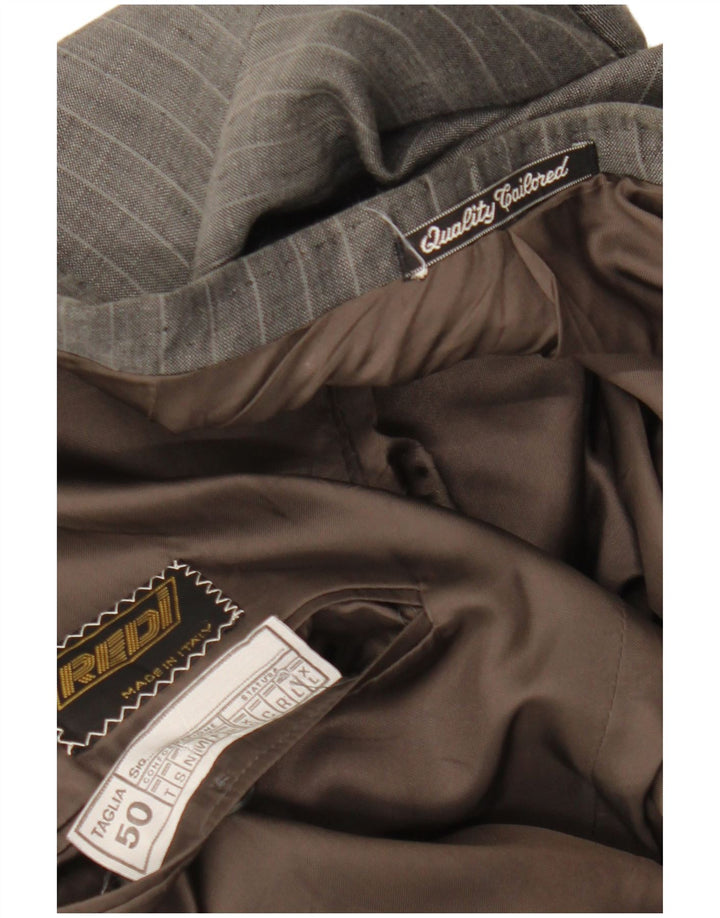 Винтажный мужской двубортный пиджак IT 50, большая серая полоска