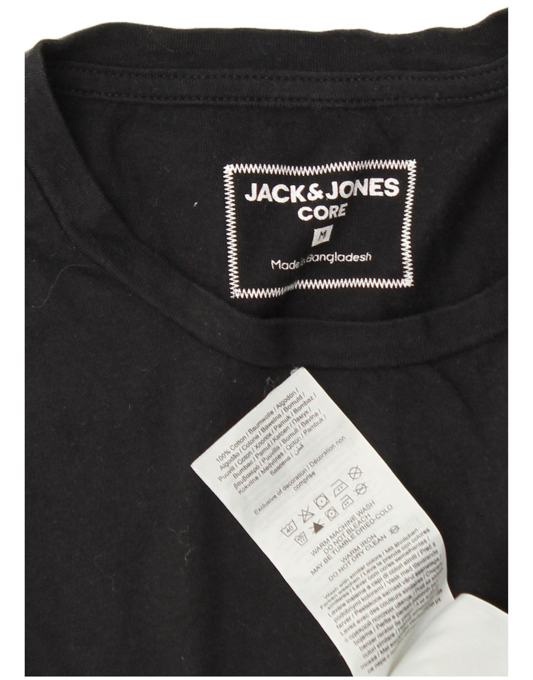 Мужской топ с рисунком Jack & Jones, средний черный хлопок, с длинными рукавами