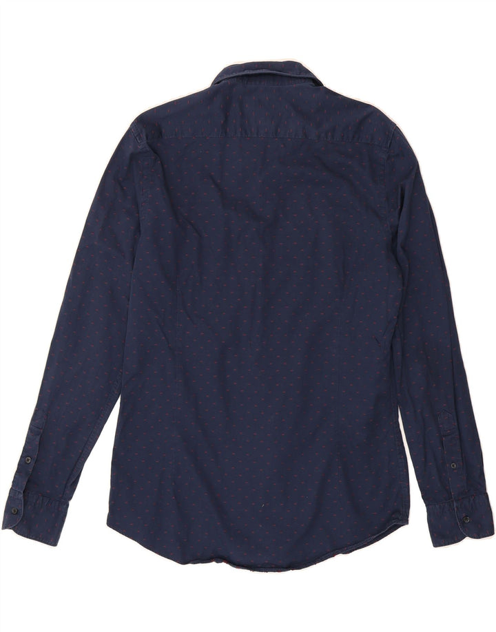 MASSIMO DUTTI Mens Shirt Medium Navy Blue Spotted Vintage Massimo Dutti and Second-Hand Massimo Dutti from Messina Hembry 