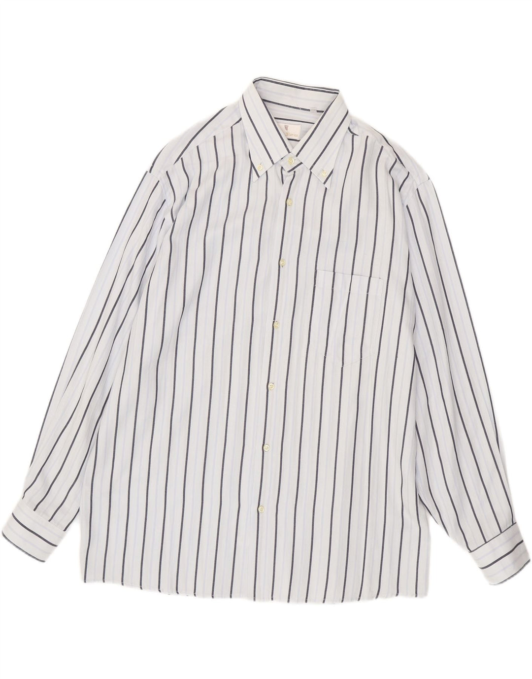 VINTAGE Мужская рубашка XL из хлопка в тонкую полоску белого цвета