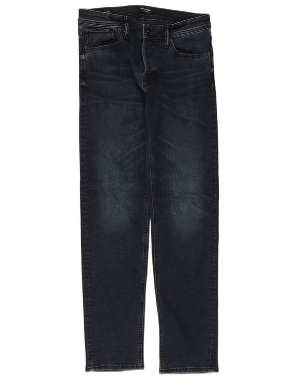 Jack & Jones Mens Mike Tapered Jeans W32 L34 Navy Blue Cotton