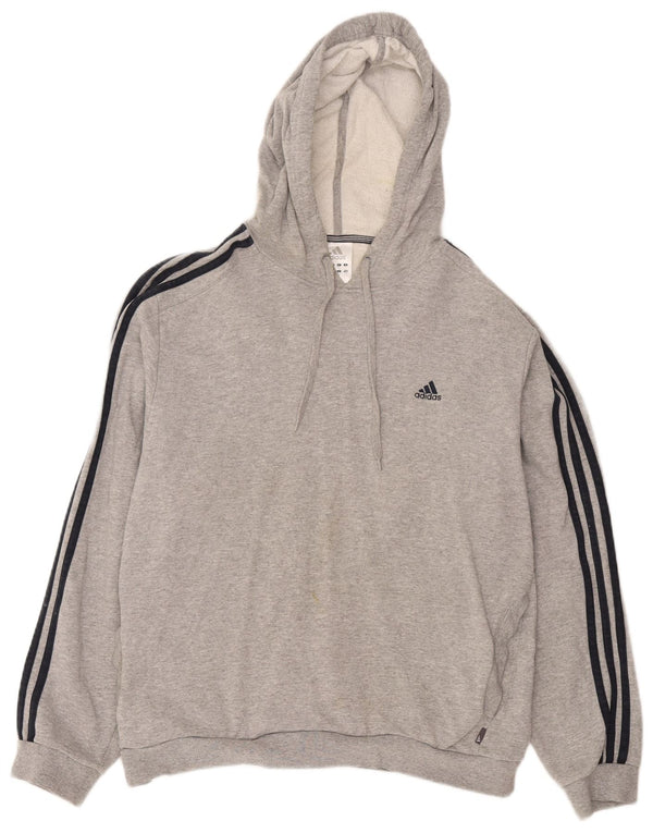 Adidas Mens Hoodie Jumper XL Grey Cotton