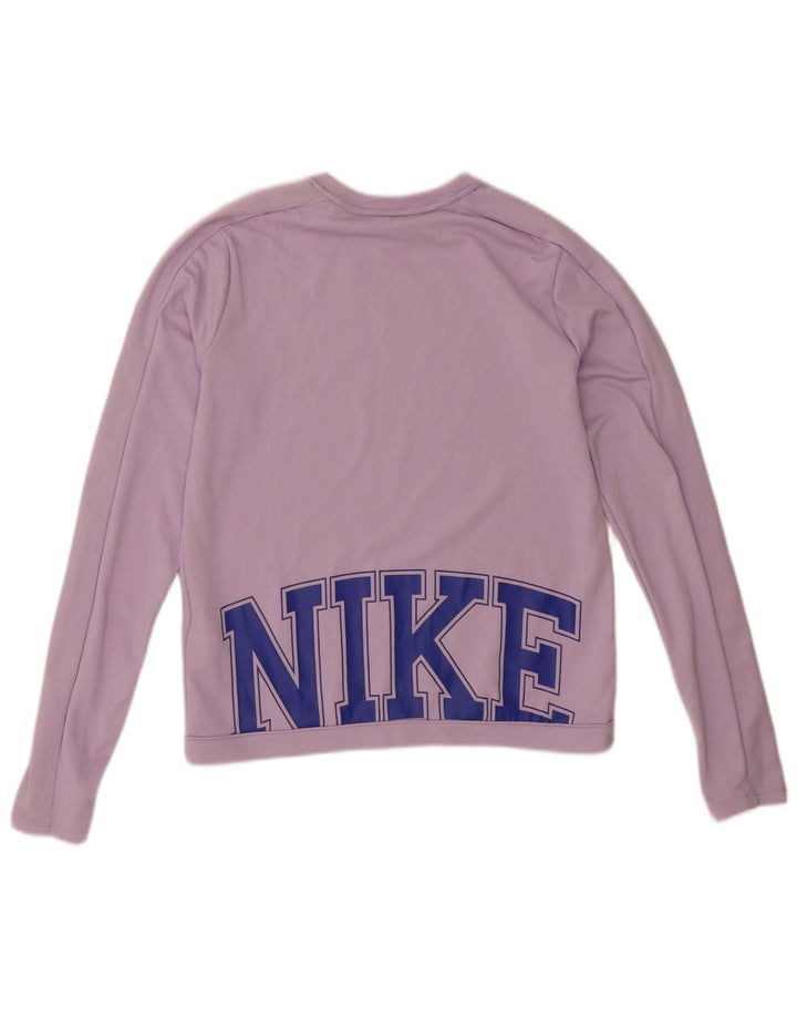 Женский топ с рисунком Nike Dri Fit с длинным рукавом UK 10, маленький сиреневый полиэстер