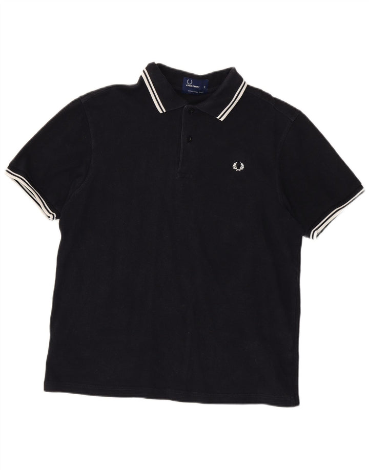 Мужская рубашка-поло Fred Perry среднего размера, темно-синяя, хлопок