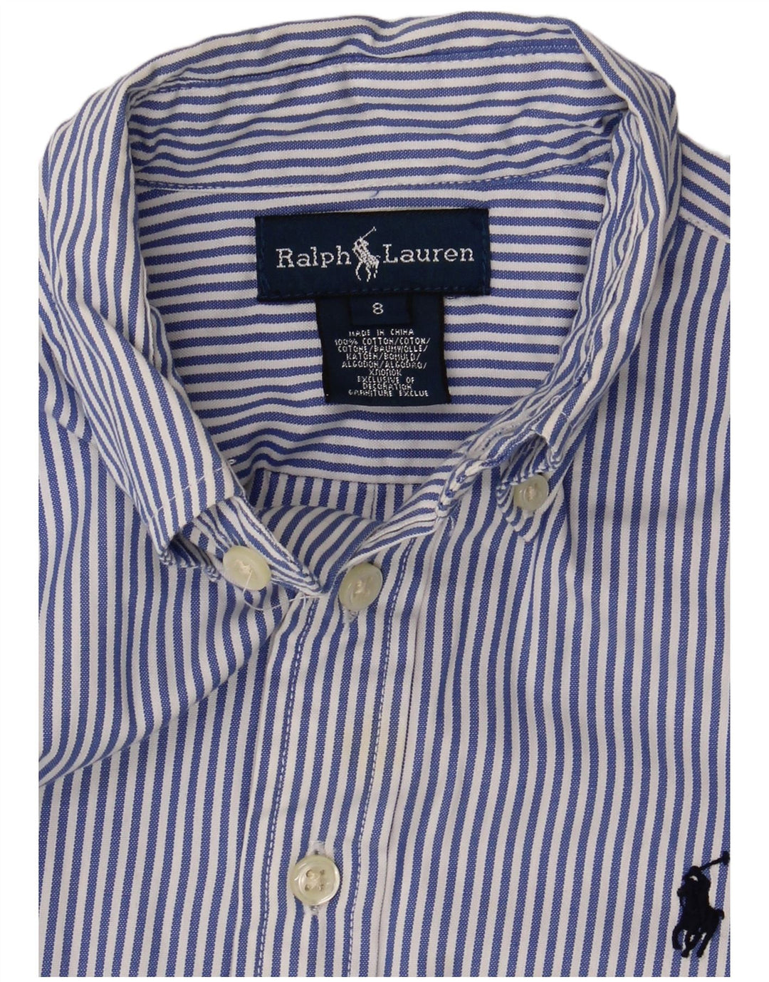 Рубашка Ralph Lauren для мальчиков 7-8 лет, хлопковая синяя полоска