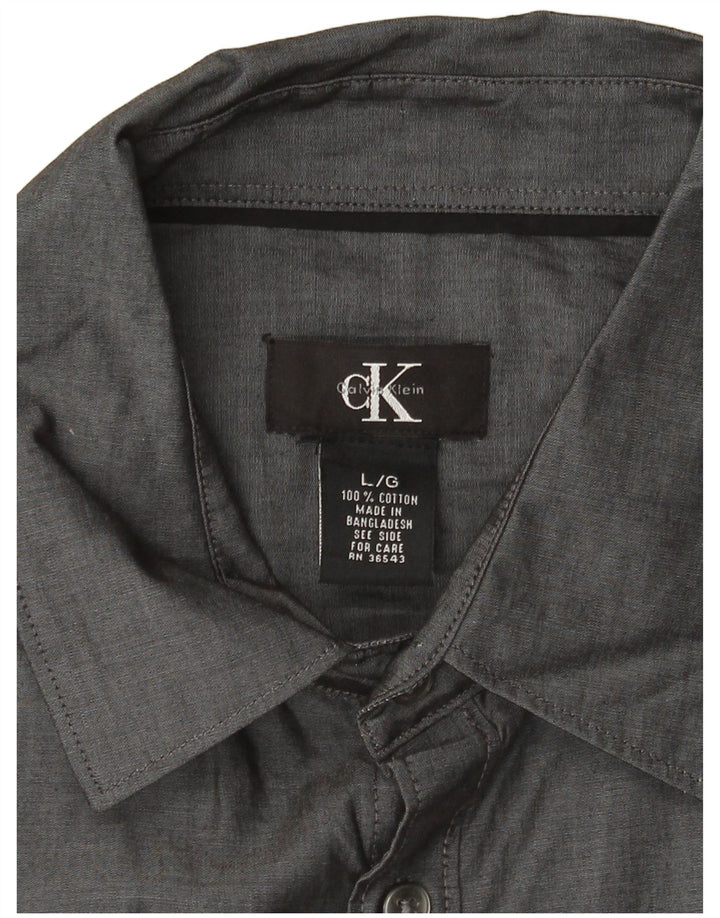 Мужская рубашка с коротким рукавом CALVIN KLEIN, большая серая, хлопок