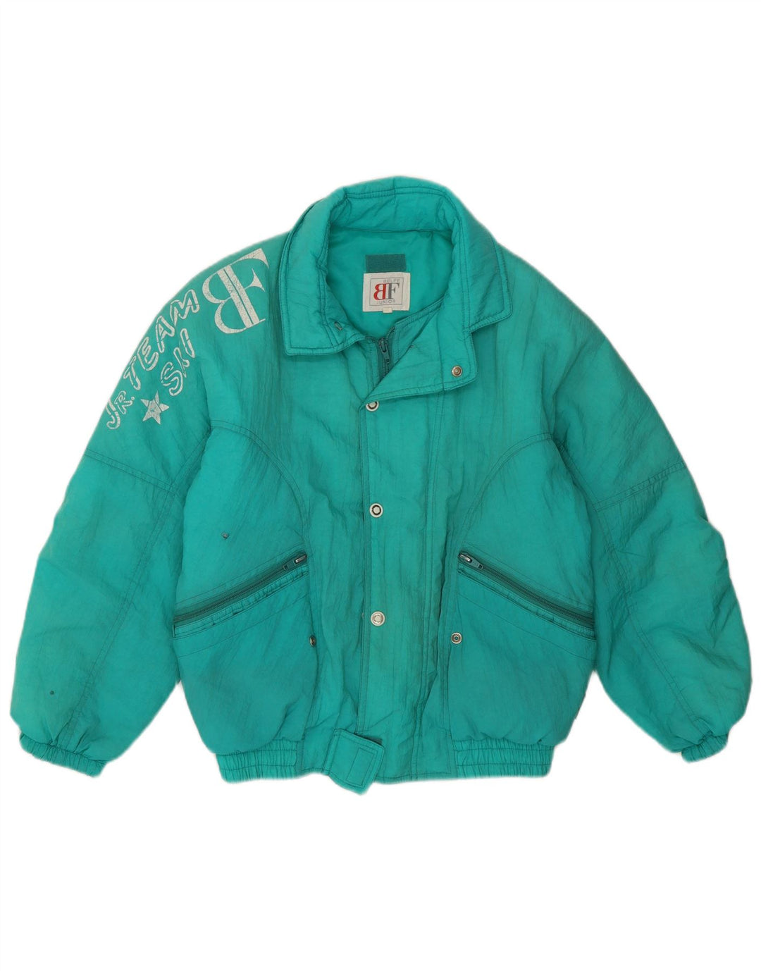 Лыжная куртка Belfe Oversized с рисунком для девочек 10-11 лет, зеленая из полиамида 80-х годов