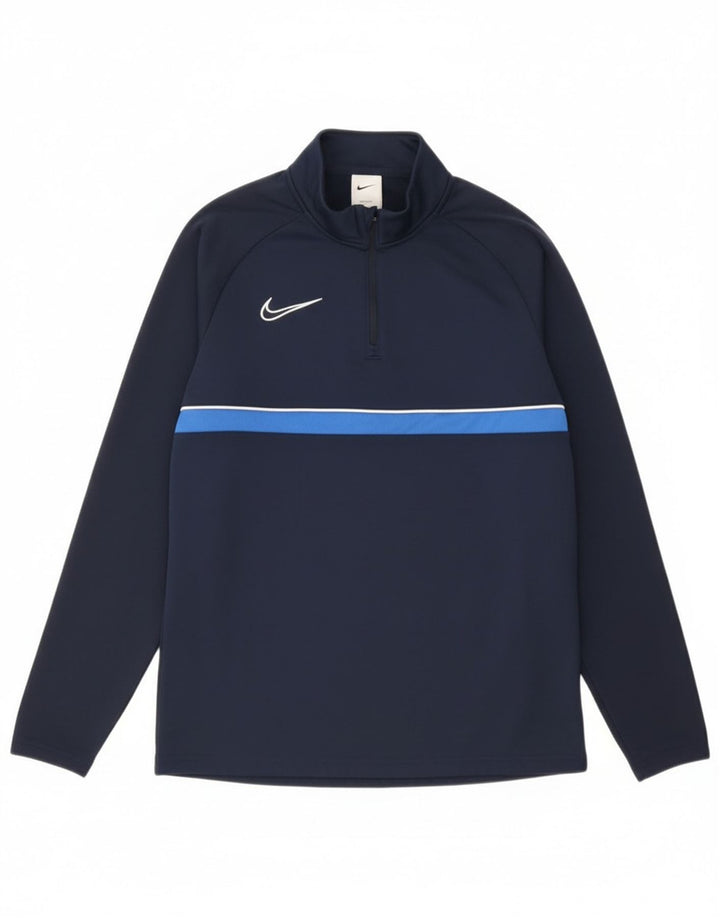 Мужской пуловер Nike Dri Fit в спортивном стиле, маленький темно-синий с цветными блоками