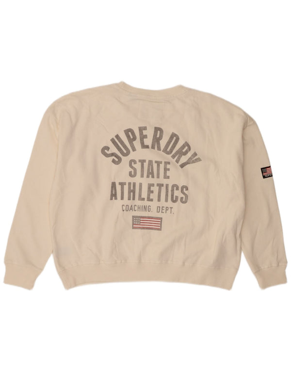 Superdry Womens Graphic Oversized Sweatshirt Jumper UK 10 Small White