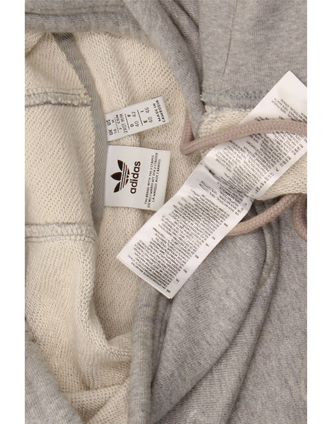 Женский джемпер с капюшоном Adidas Oversized UK 14, хлопок среднего серого цвета