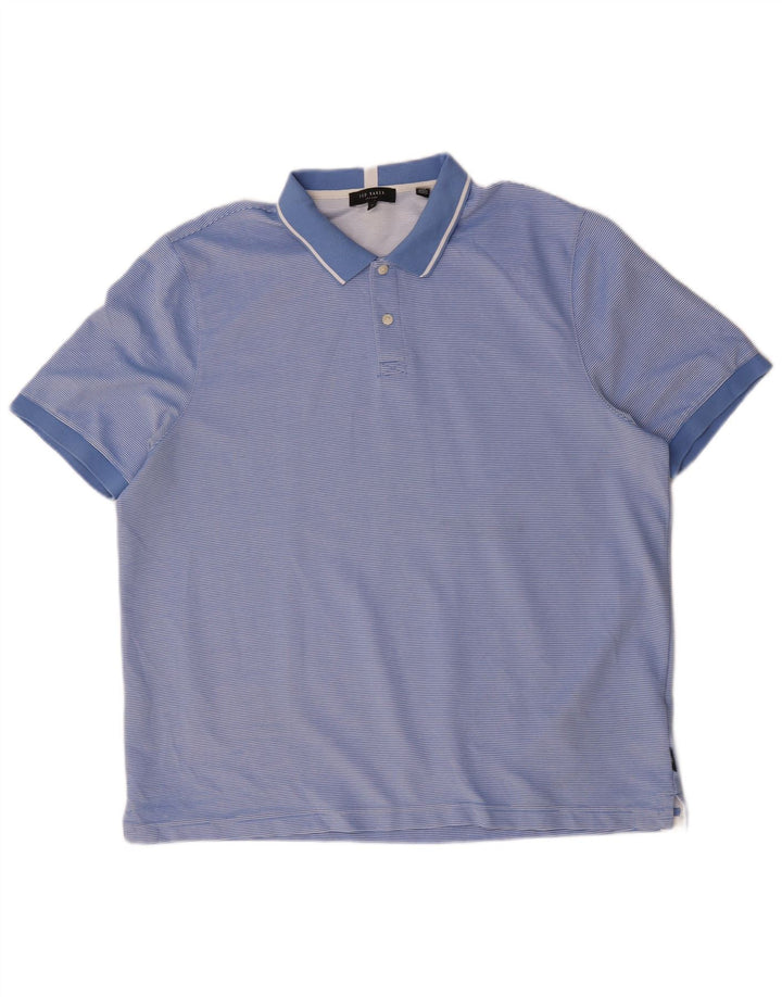 Мужская рубашка-поло Ted Baker, размер 6, 2XL, полиэстер в синюю полоску