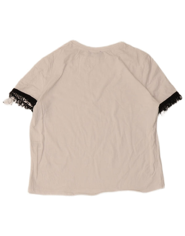 Женская футболка Zara Top UK 12, средний белый хлопок с цветными блоками
