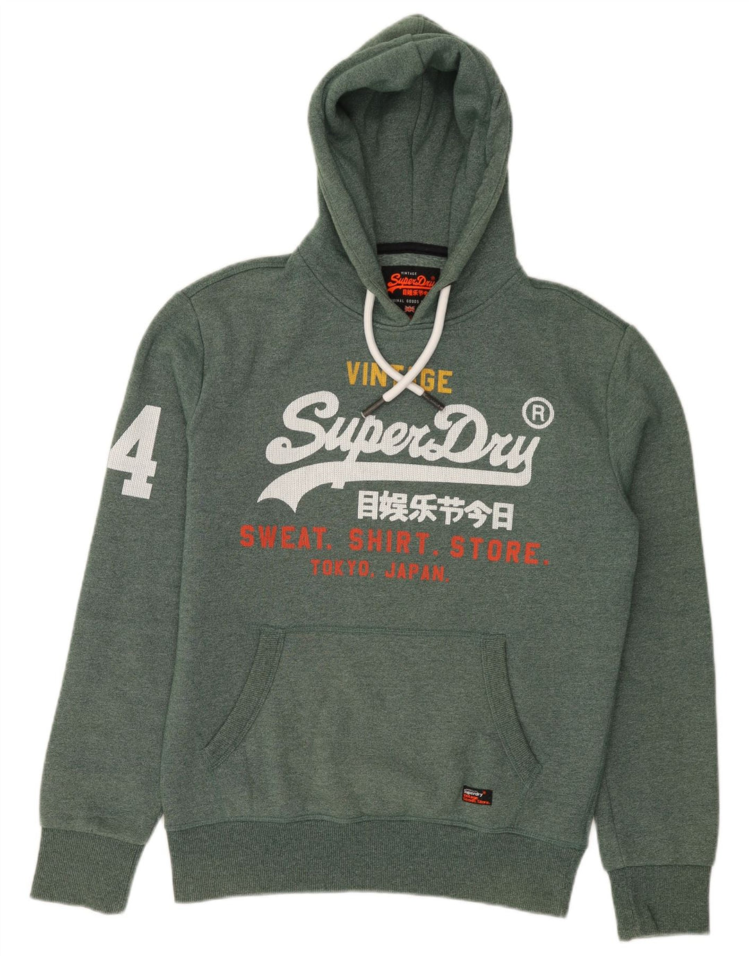 SUPERDRY Мужской джемпер с капюшоном с рисунком, средний зеленый хлопок с крапинками