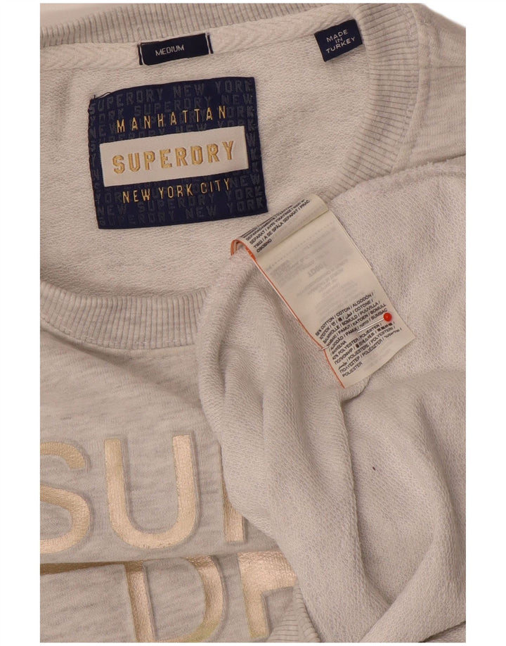 Женский свитер с рисунком Superdry UK 14, хлопковый джемпер среднего серого цвета с крапинками